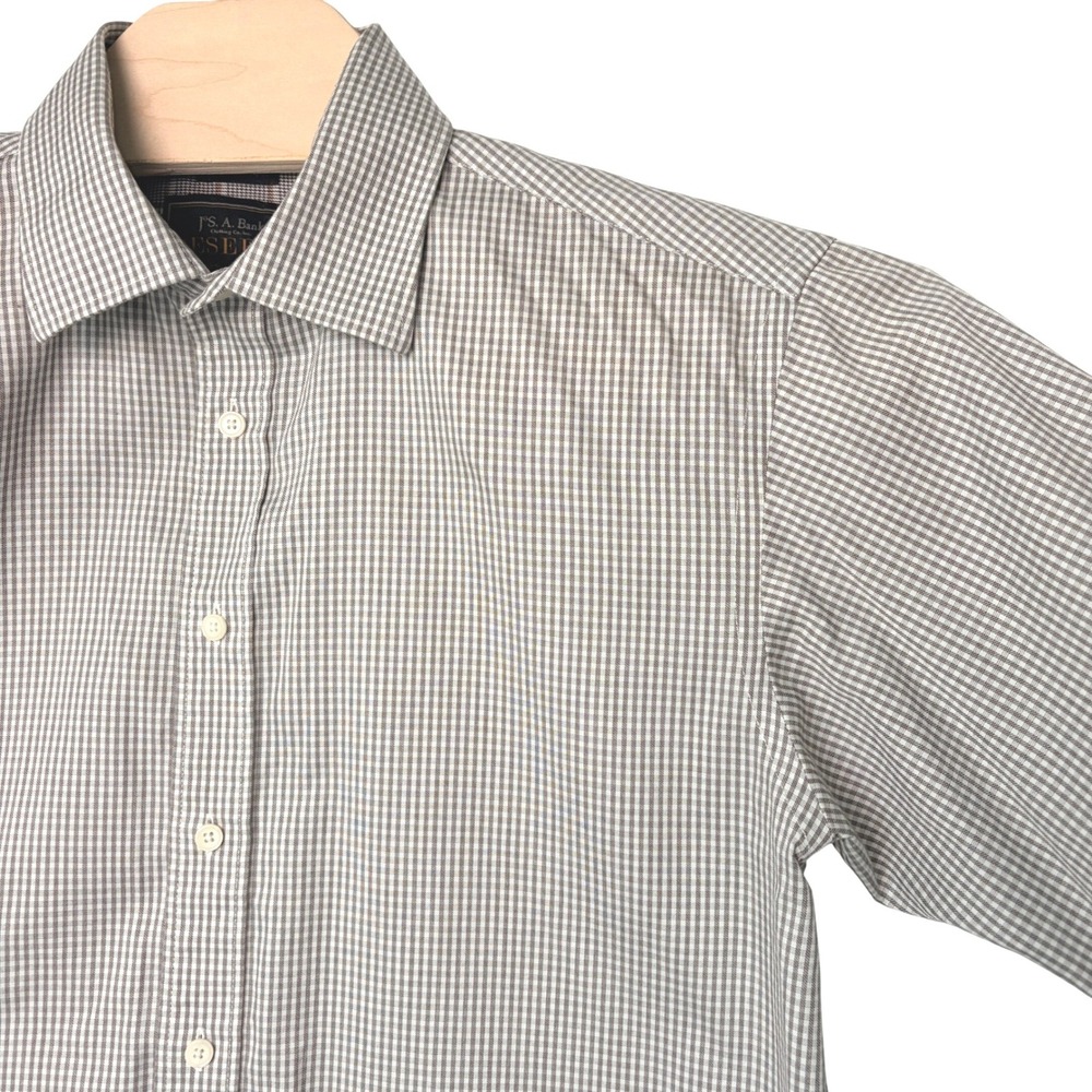 Jos. A. Bank Reserve Button Down Shirt M Grey Gingham Egyptian Cotton